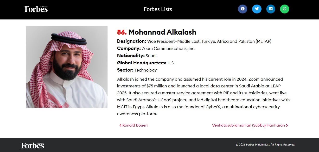 إنجاز متجدد: مهند الكلش في قائمة Forbes Global Meets Local لعام 2025
